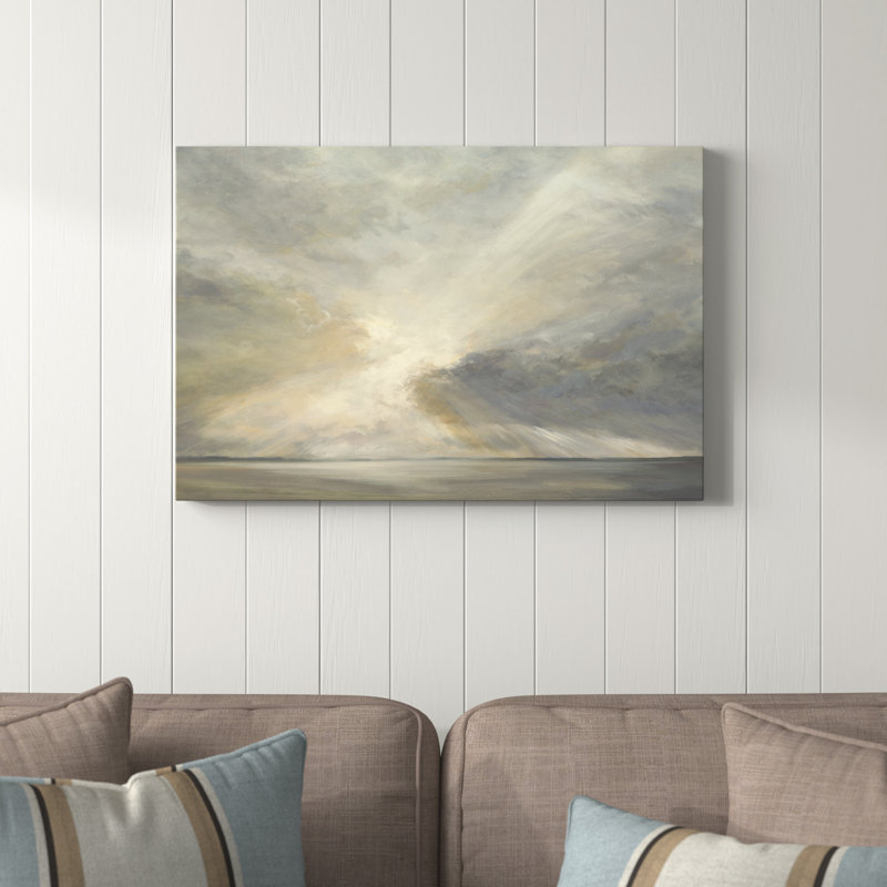 Sunrise on the Bay by Sheila Finch - Painting Print, 81cm H x 122cm W, Black Floater Framed