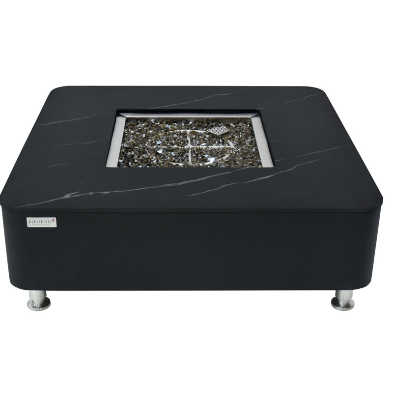 Foyer de table en porcelaine liquide 42 "Copenhagen, H 14,4 po x l 42,1 po x P 42,1 po, Propane, Noir bulgare