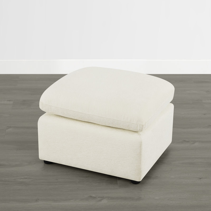 Repose-pieds rembourré avec structure en bois robuste, Cream White