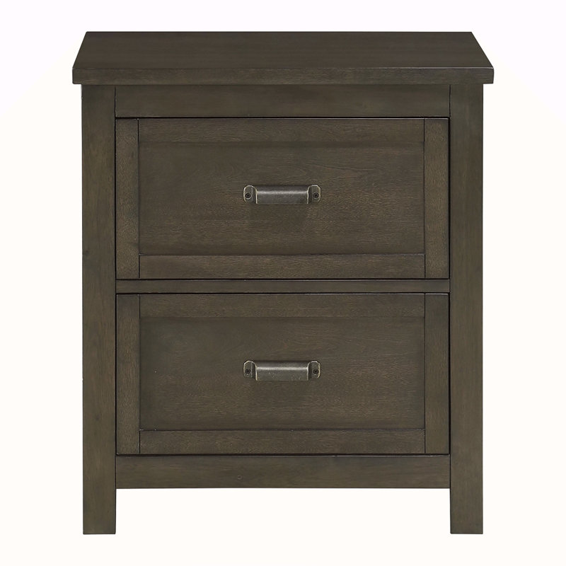 Table de chevet 1 pièce de style transitionnel avec 2 tiroirs en bois de cerisier foncé