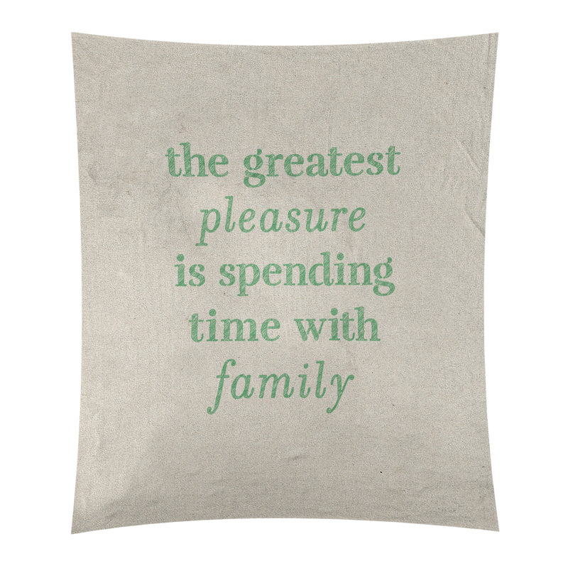 Tapisserie en polyester, amour pour l’amour et les citations familiales, H 60 po x l 51 po, Blanc / Vert