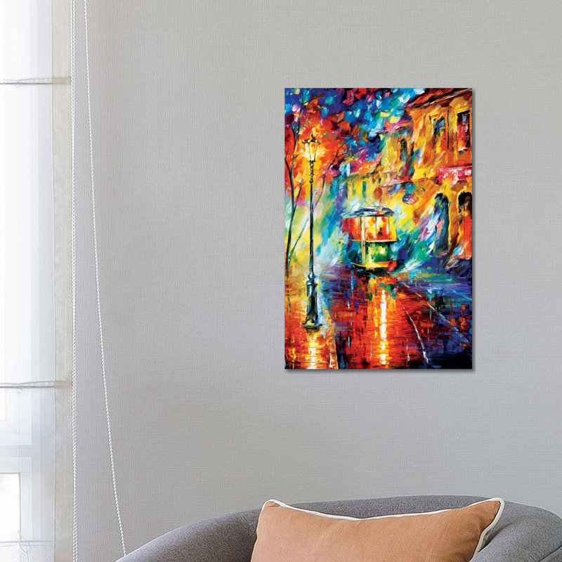 Chariot de nuit par Leonid Afremov - reproduction sur toile tendue, H 26 po x l 18 po x 1,5 po