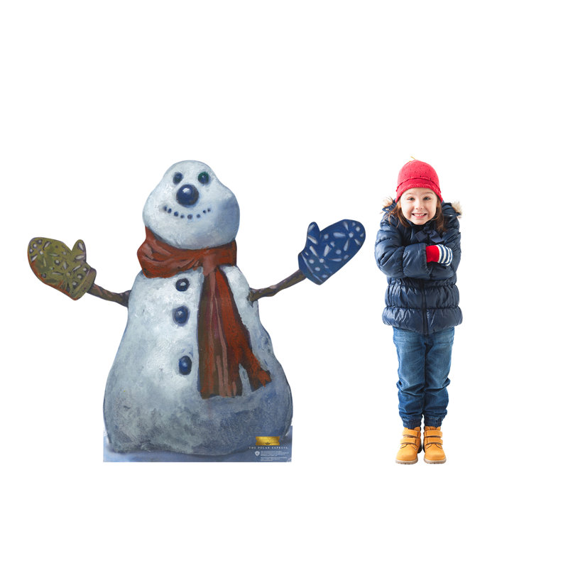 50'' White and Blue Cardboard Snowman Standee