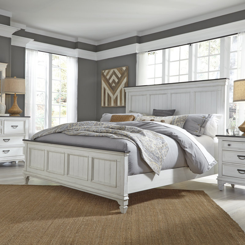 Ensemble de lit de grand lit Colburn avec commode et miroir, ensemble de chambre à coucher, Très grand