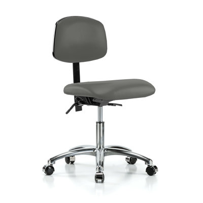 Chaise de laboratoire PERCH en chrome avec dossier réglable | Hauteur du bureau: 17 à 22 po