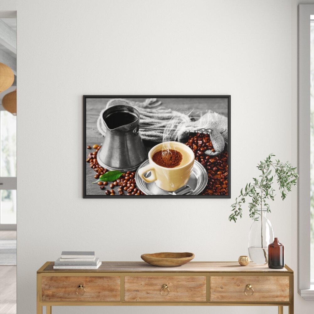 Gerahmtes Wandbild Kaffe mit Kännchen