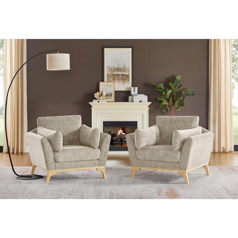 Upholstered Armchair (Set Of 2), Camel Chenille