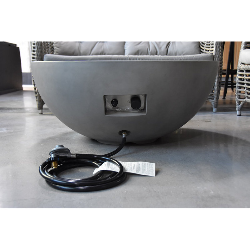 Humbert Bowl / Roca Outdoor Concrete Fire Pit 45,000 BTU - Includes Lava Rocks & PVC Cover, Propane, Gray