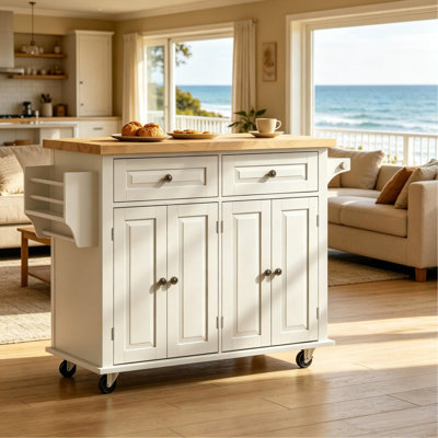 Chariot d'îlot de cuisine moderne, table d'îlot de cuisine portable, chariot de rangement