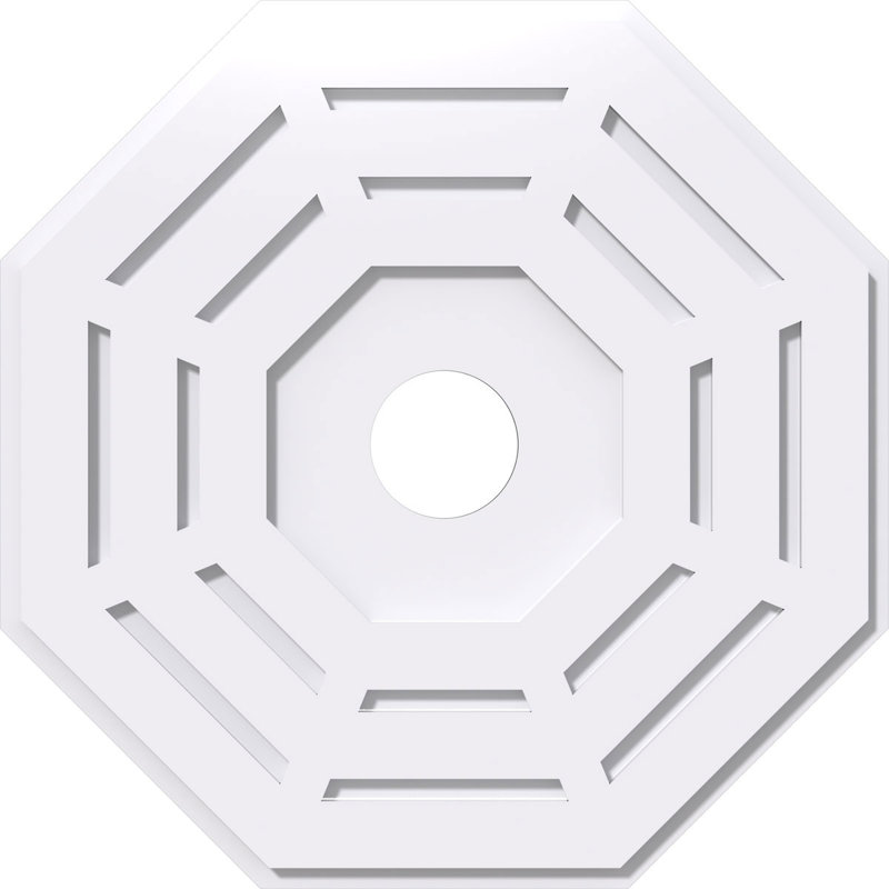 24"OD x 4"ID x 9 1/2"C x 1"P Westin Architectural Grade PVC Contemporary Ceiling Medallion, 1" H x 24" W x 24" D