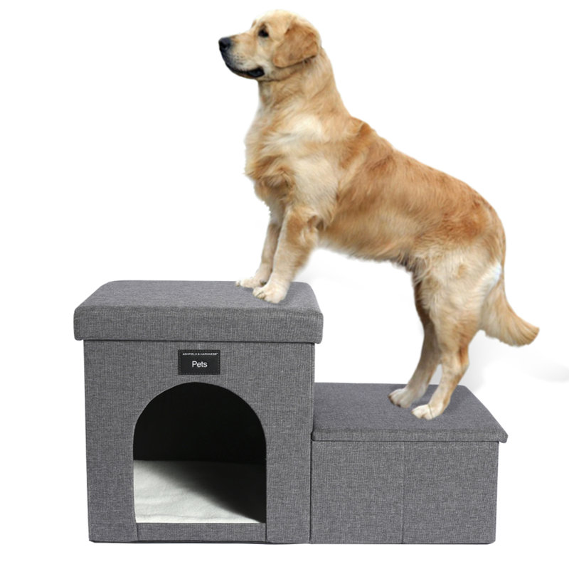 Escalier pour animal 2 marches Ahsfield & Harkness, échelle pour chats ou petits chiens, rampe pour lit ou canapé pour un accès sécuritaire. Convient pour escalier pliant avec rangement. Peut supporter jusqu'à 60 lb
