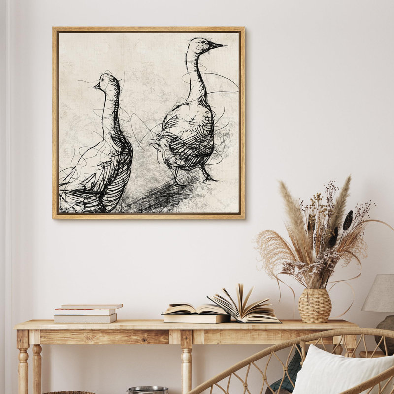 Animals " Serene Geese ", Natural  Canvas, 24" H x 24" W