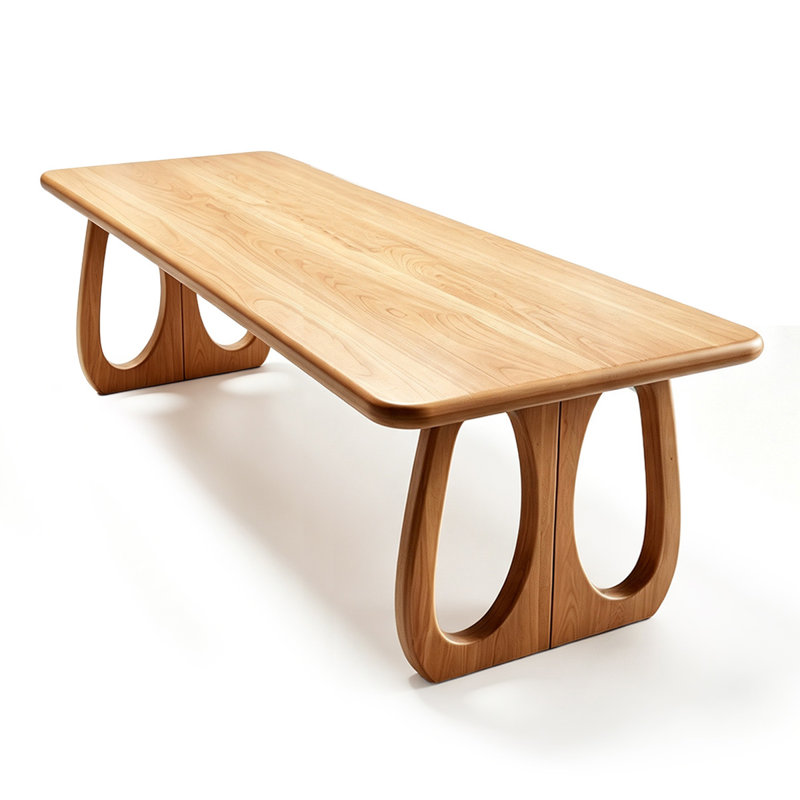 Burlywood Rectangular Solid Wood Dining Table, 29.53"H×94.49"L×35.43"W