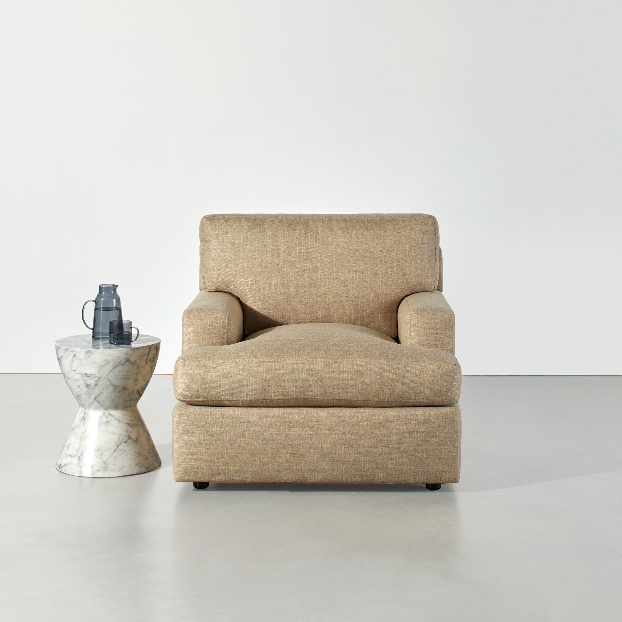 Cleo Upholstered Custom Accent Chair, Turbo Wheat Basketweave