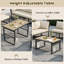 Beige 6-7 Seater Garden Furniture Set With Height Adjustable Rising Coffee Table, Corner Sofa With Polyester Rope