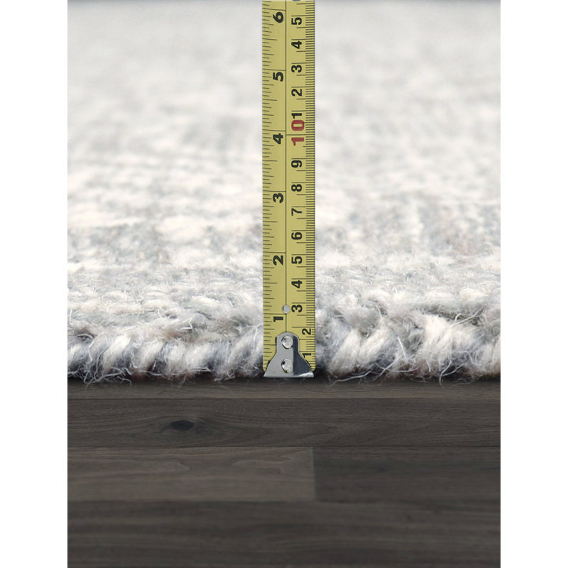 Modern Hand Tufted Oriental Area Rug in Silver / Ivory, Rectangle 5' x 8'