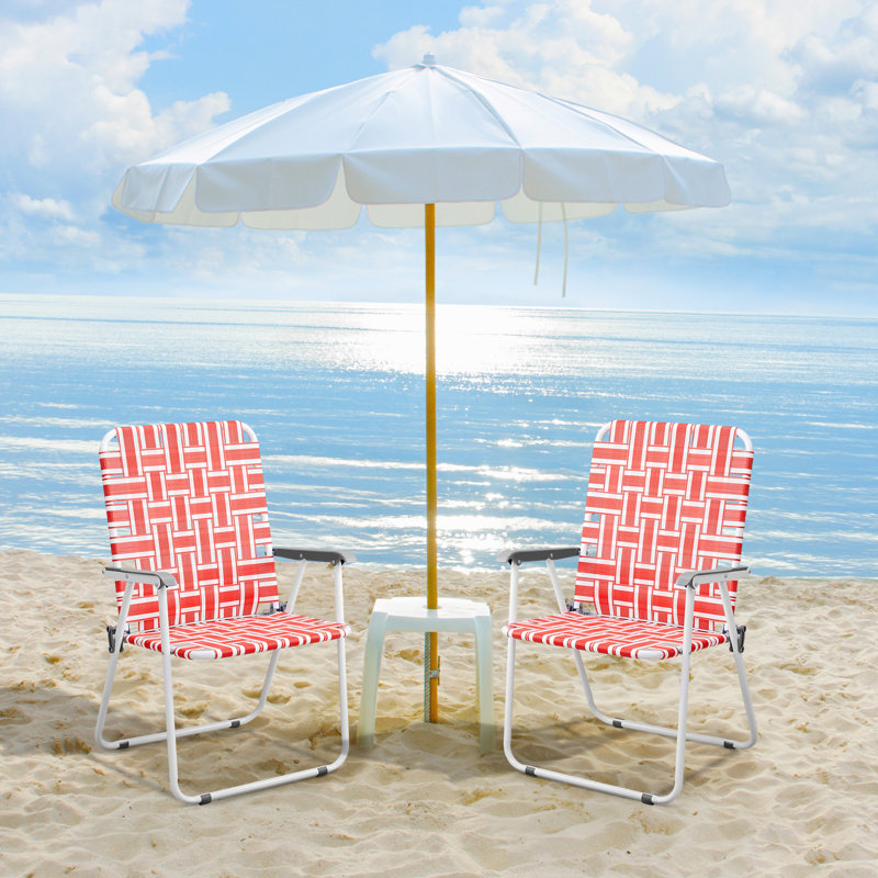 Metal Folding Widen Beach Chair(Set Of 1), Red