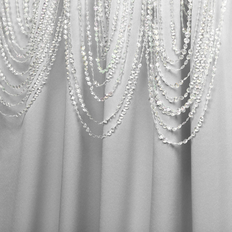 Silver Polyester Room Darkening Pleated Curtain Panels