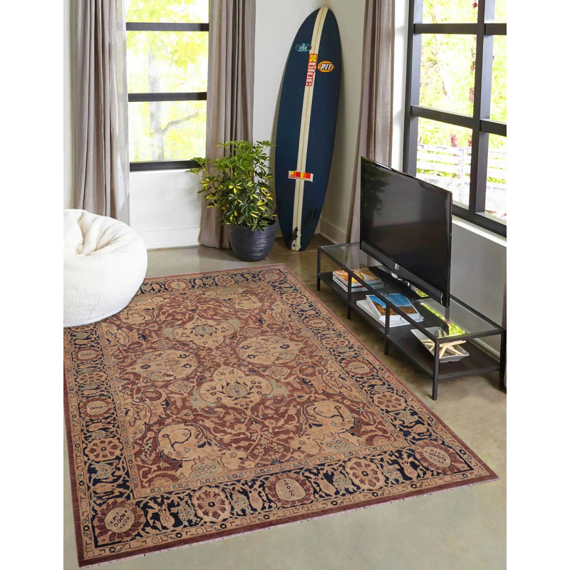 Tapis brun / brun clair en laine noué à la main de style oriental Dorr 8 pi 11 po x 12 pi 2 po Dorr