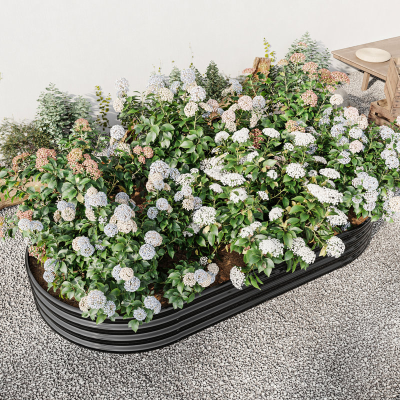 Oval Metal Raised Garden Bed, Black, 88.78"X43.88"X11.47", For Plants & Veggies, Strong Large Black Planter 88.99"X43.88"X11.47", Flowers, Rust- Material, Stable Planting Base