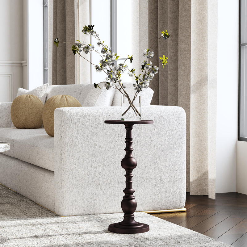 Darien Round Pedestal 10"W Side Table, Bronze