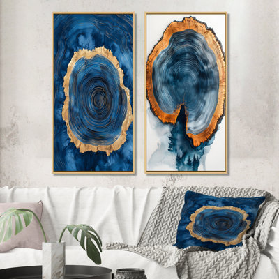 Wood Slide Of A Blue Lake Forest I - Floral Canvas Prints 2 Pieces Collection