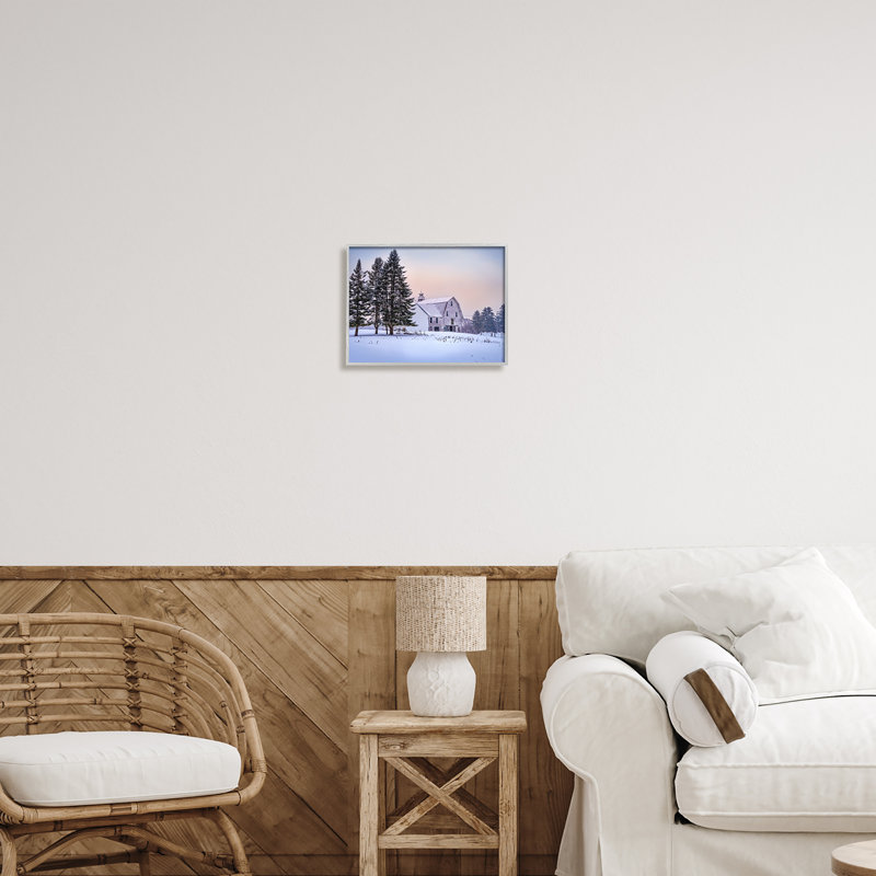 Winter Farm Landscape par Rick Berk, H 11 po x l 14 po x P 1,5 po, Estampe numérique Farmhouse