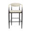 Ensemble de 2 tabourets de bar rembourrés élégants à hauteur de comptoir, avec pieds en fer durable et assise confortable en tissu beige, capacité de poids de 260 lb-1222588777