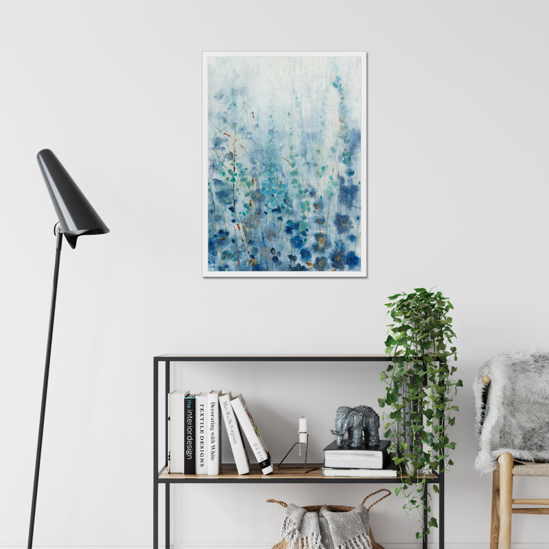 Misty Blooms I - Painting, 80cm H x 55cm W, White Single Picture Framed Paper