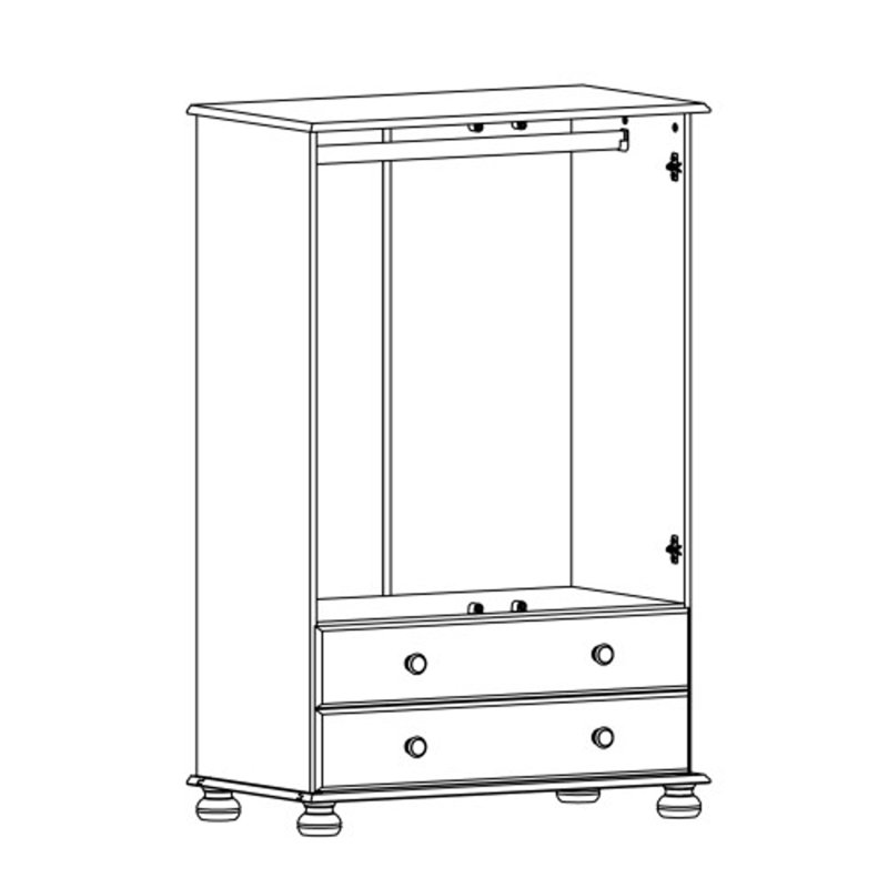 Stetson 2 Door Solid Wood Wardrobe, Cream/Brown