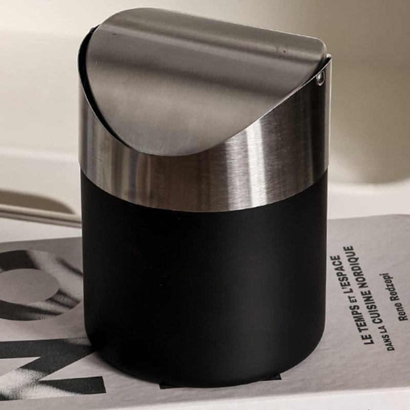 Ensemble de 2 petites poubelles avec couvercle pivotant, poubelle de comptoir en acier inoxydable brossé