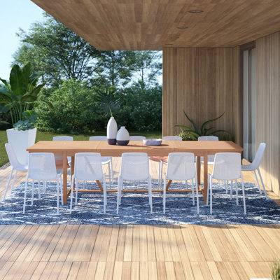 Askey 12 - Person Patio Dining Set with Extendable Rectangular Table