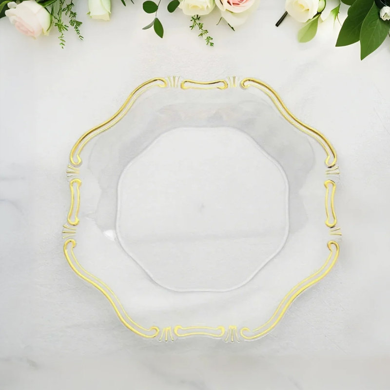 Clear Charger Plates with Gold Rim, Plastic