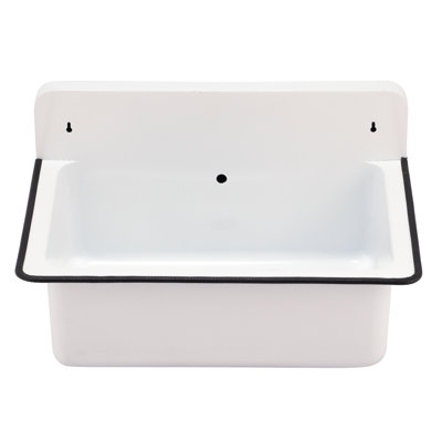 Anchor 14" Iron Rectangular Wall Mount Bathroom Sink with Overflow