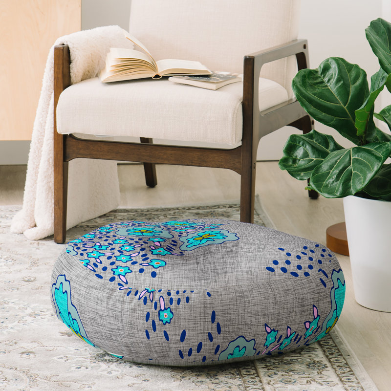 Coussin de plancher rond floral holli zollinger boho, Brun