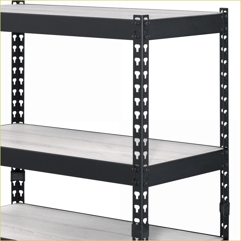 Bookshelf, Industrial 4-Tier with Adjustable Shelves Sturdy Metal Frame | Natural &amp; Black Finish | Metal | Natural