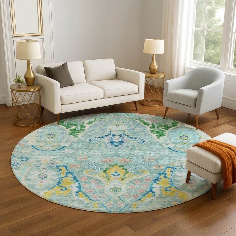 Premium Machine Washable Alaina AMF1932 Modern Rug, Round 8'