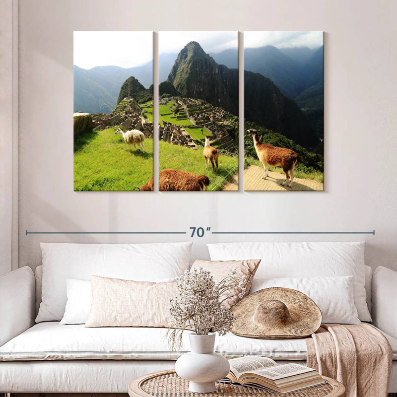 Lilie Llamas At Machu Picchu, 32" H x 50" W