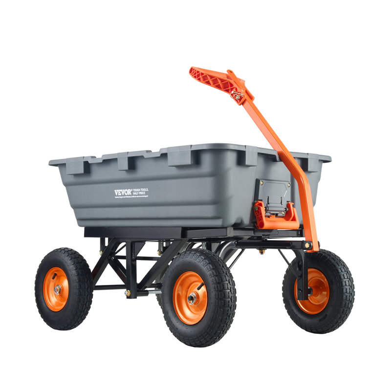 VEVOR Dump Cart, Poly Garden Dump Cart with Easy to Assemble Steel Frame, Dump Wagon