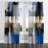 Blue Paint Elegance III - Collages Grommet Curtain - Room Darkening Abstract Curtain - 1 Panel-1357552493-1356975886
