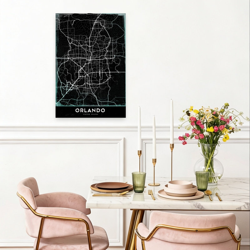 " Orlando Urban Grid Map Modern Vintage Contemporary Architecture City Wall Art Print " by StudioSix, H 24 po x l 16 po