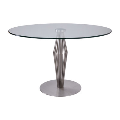 Kerens Round Glass Top Metal Base Dining Table