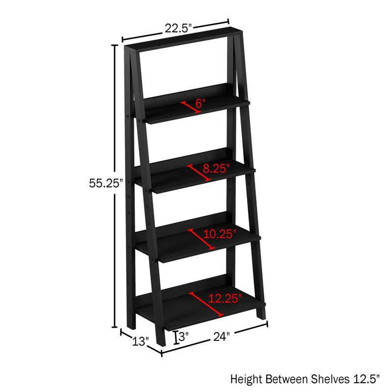 140.3cm H x 61cm W Ladder Bookcase, Black