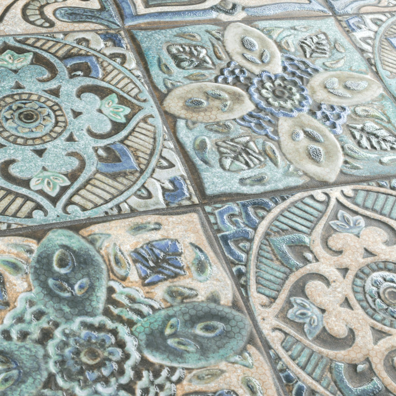Carreau de céramique à motif mandala 8 po x 8 po
