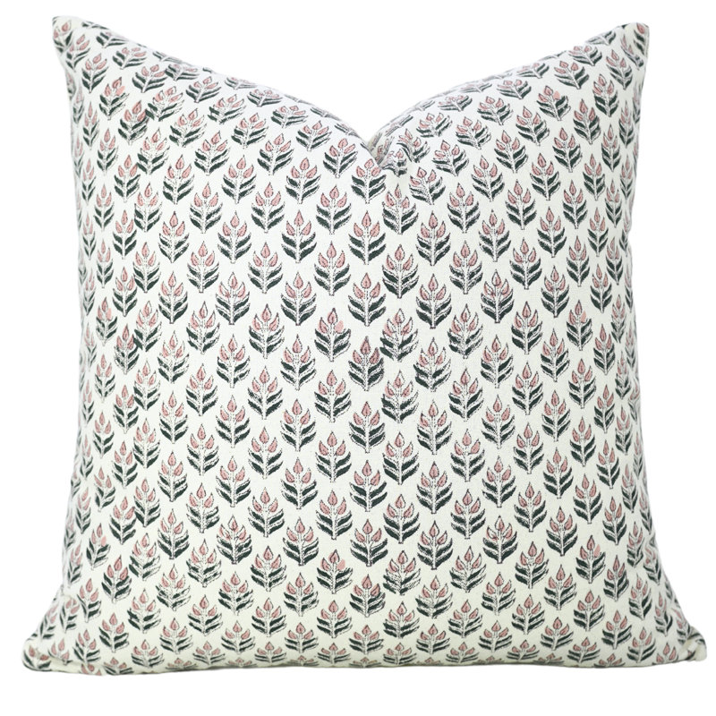 Housse de coussin en coton Fabldine, décoration de Noël, automne (Alia, rose), H 20 po x l 20 po, Carré