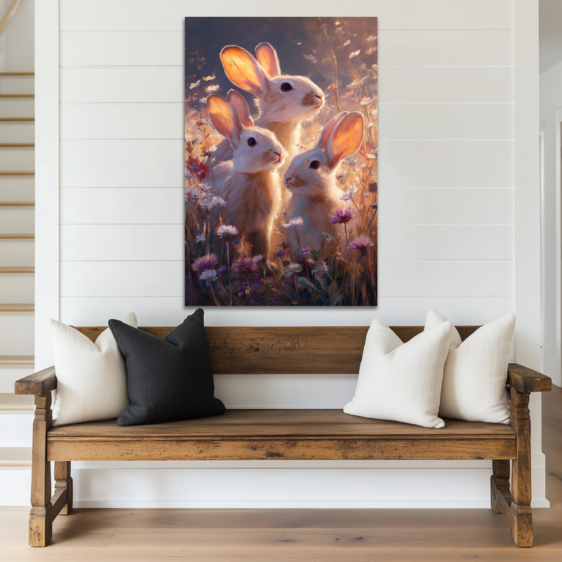 Décoration murale en toile de lapin de Timbre, reproduction d'art de Pâques sur toile, impression encadrée de Pâques pour la conception de maison et la mise à niveau de l'espace, 20 x 30 pouces