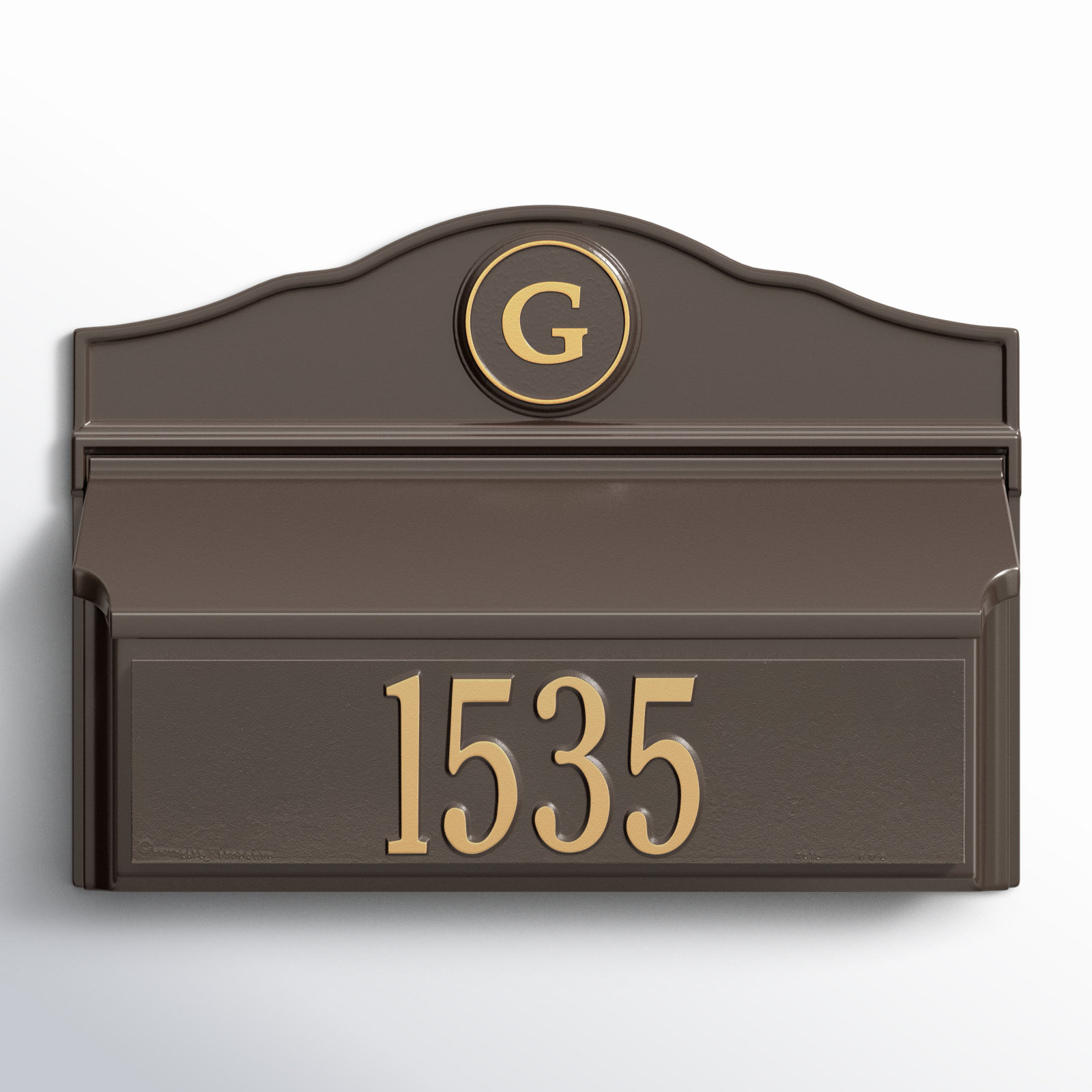 Wall Mounted Mailbox, Brown/Gold, Yes
