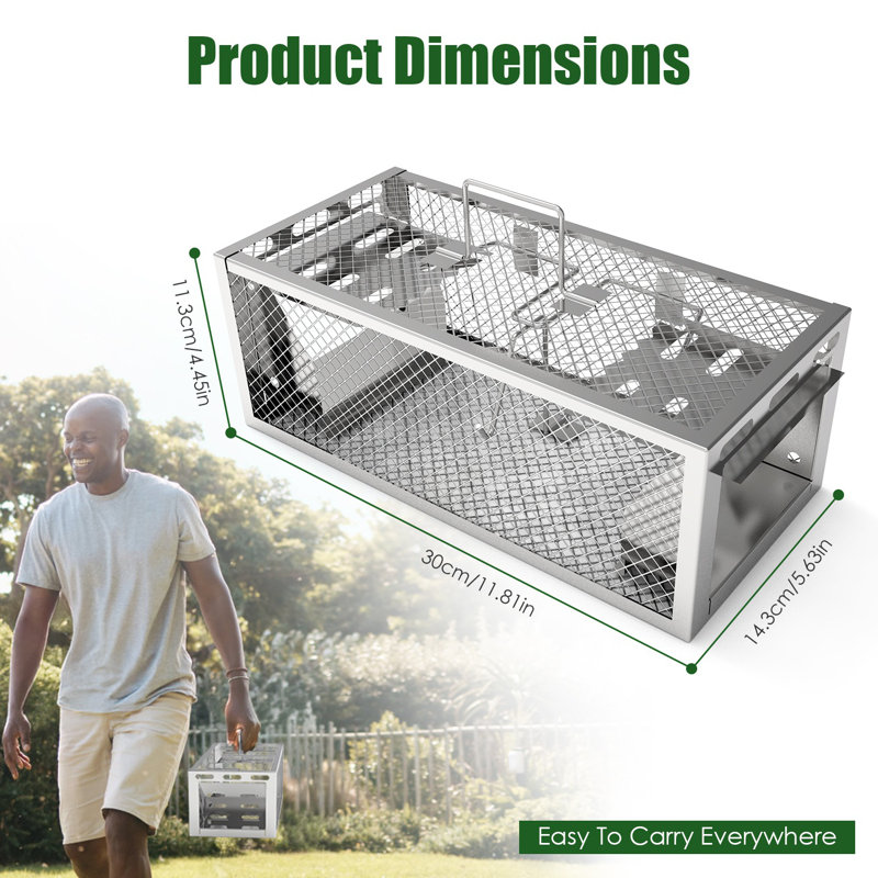 11.81x5.63x4.45In 2-Door Humane Rat Trap Automatic Continuous Mouse Trap
