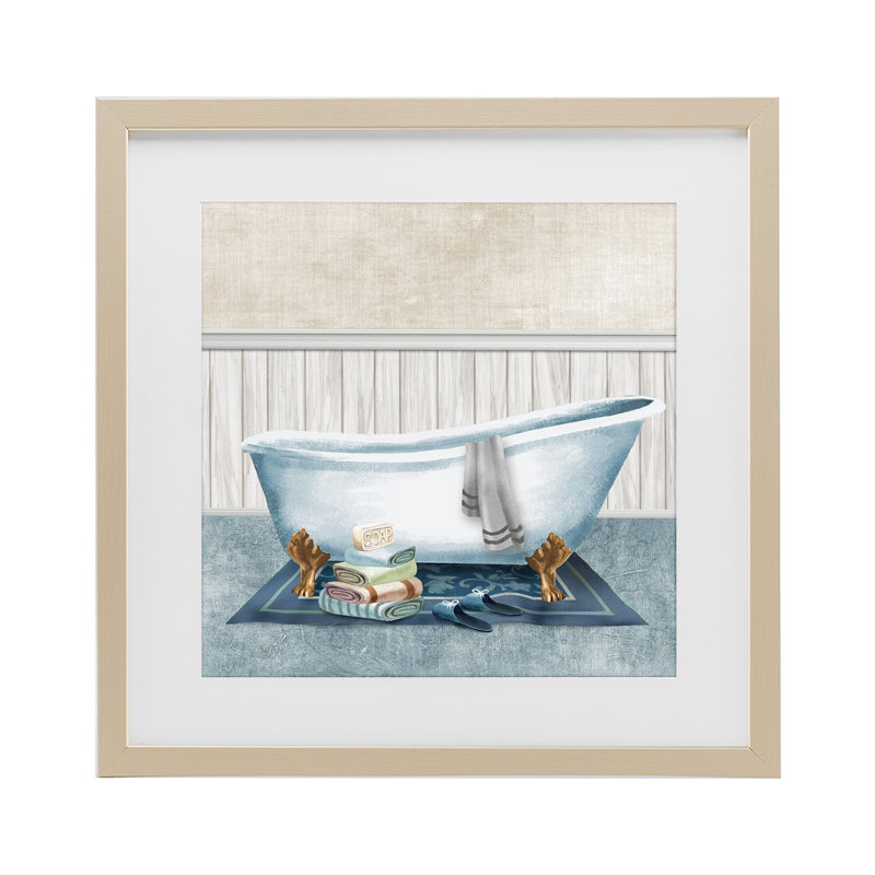 «Cosy Clawfoot Bathaign Spa», reproduction encadrée sous verre, design par Conrad Knutsen, Récolte de pin sous cadre en verre