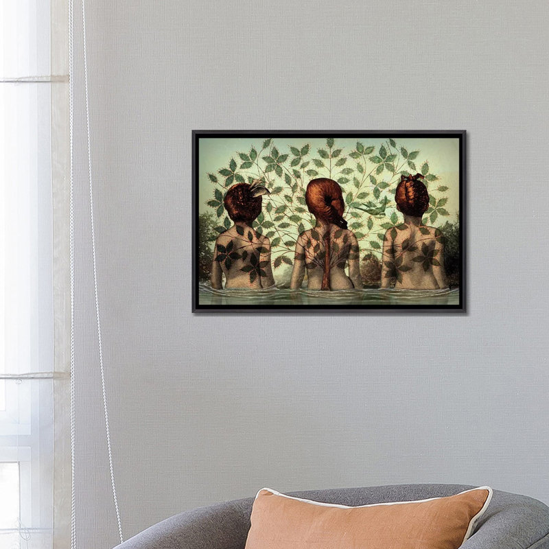 Sœurs par Catrin Welz-Stein - reproduction, Pas de tapis, H 18 po x l 26 po x P 1,5 po, Toile avec cadre noir patiné